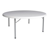 Tavolinë katering e palosshme Comfort pakoworld valixhe e bardhë e rrumbullakët D180x74cm