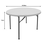 Tavolinë catering e palosshme Comfort pakoworld e bardhë e rrumbullakët D120x74cm