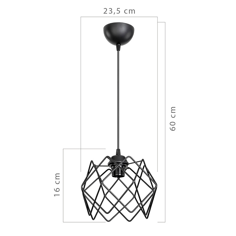 Dritë tavani PWL-1021 pakoworld E27 metal i zi D23.5x16cm