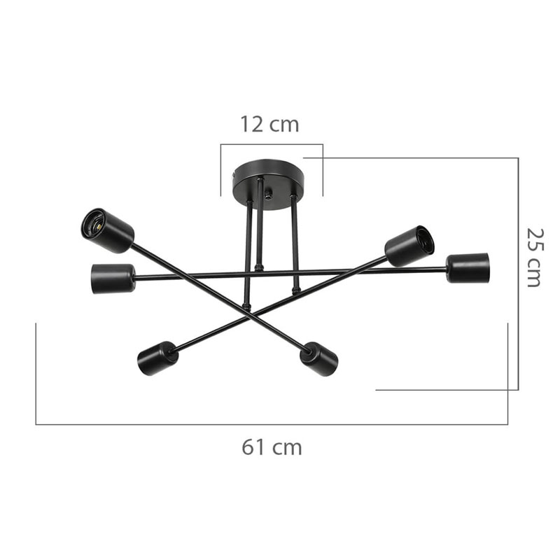 Ndriçues tavani PWL-1122 pakoworld E27 i zi D61x25cm