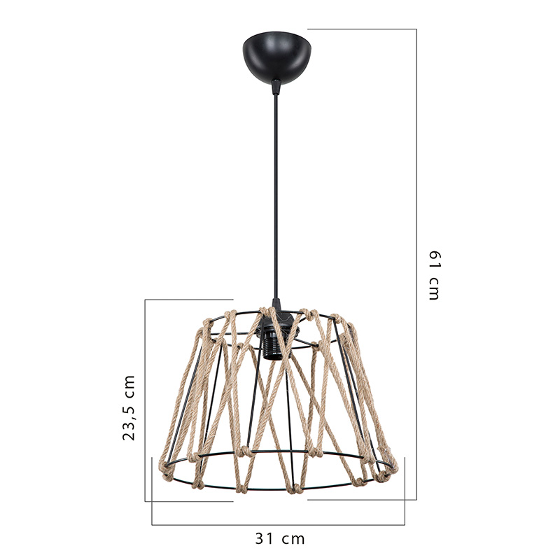 Dritë tavani PWL-1160 pakoworld E27 e zezë-ropa 31x23.5cm
