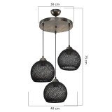 Dritë tavani PWL-1121 pakoworld Ε27 e zezë-bronz D40x80cm