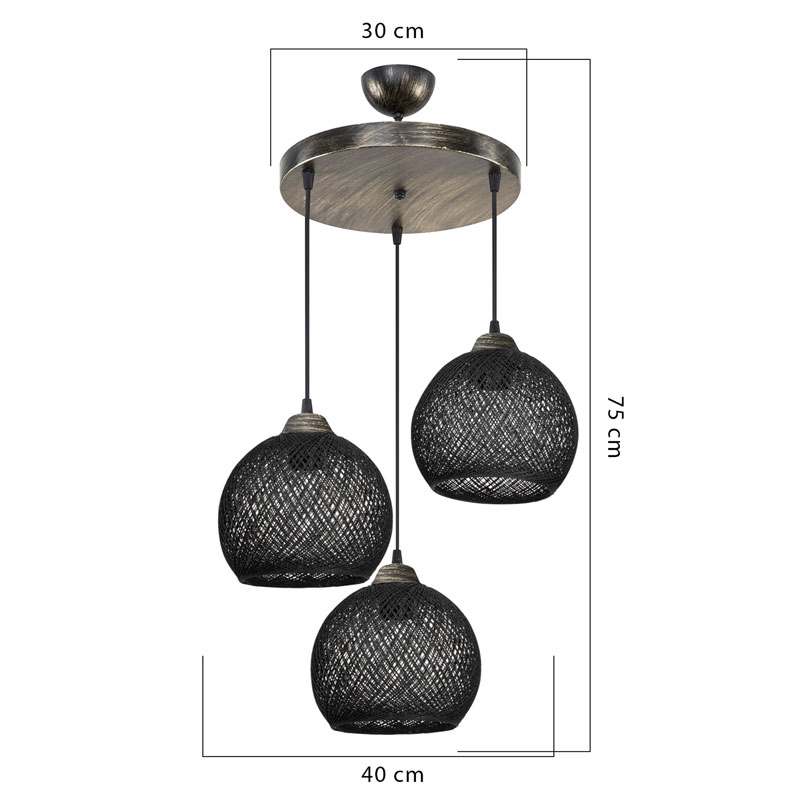 Dritë tavani PWL-1121 pakoworld Ε27 e zezë-bronz D40x80cm