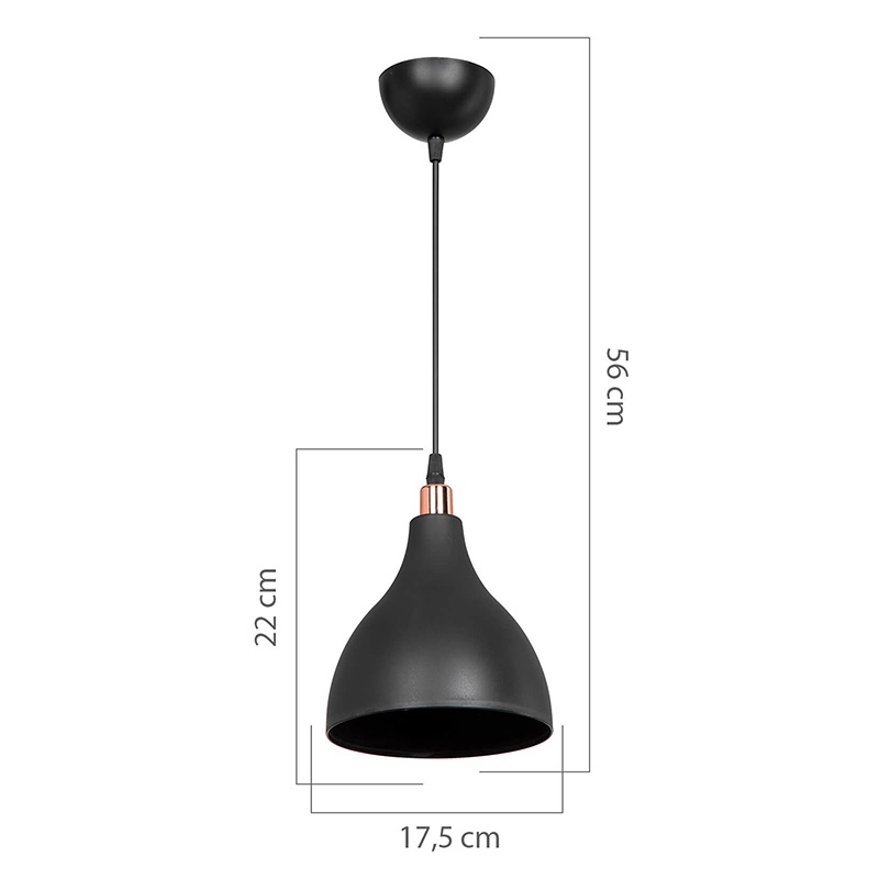 Ndriçues tavani Lofty pakoworld E27 i zi D18x22cm
