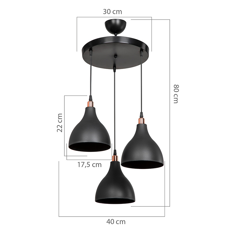 Ndriçues tavani Lofty pakoworld E27 i zi D40x80cm