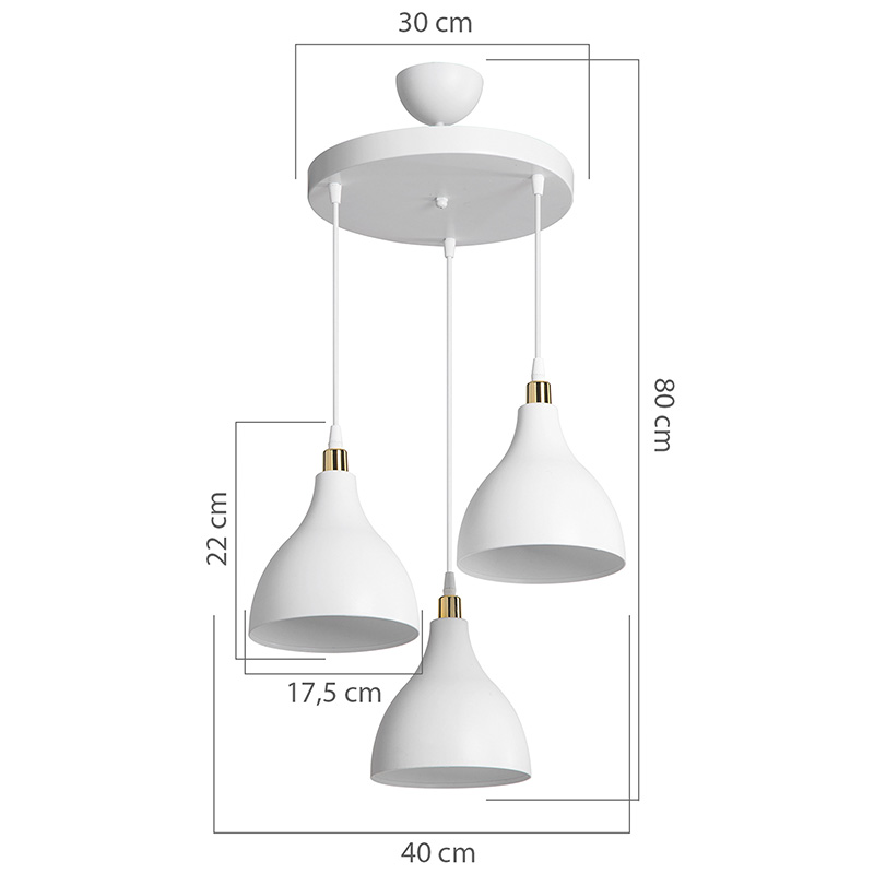 Llamba tavani Lofty pakoworld E27 e bardhë D40x80cm