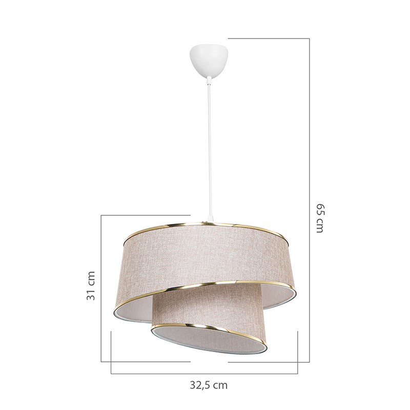 Dritë tavani PWL-1127 pakoworld E27 bezhë-artë-bardhë D32.5x65cm