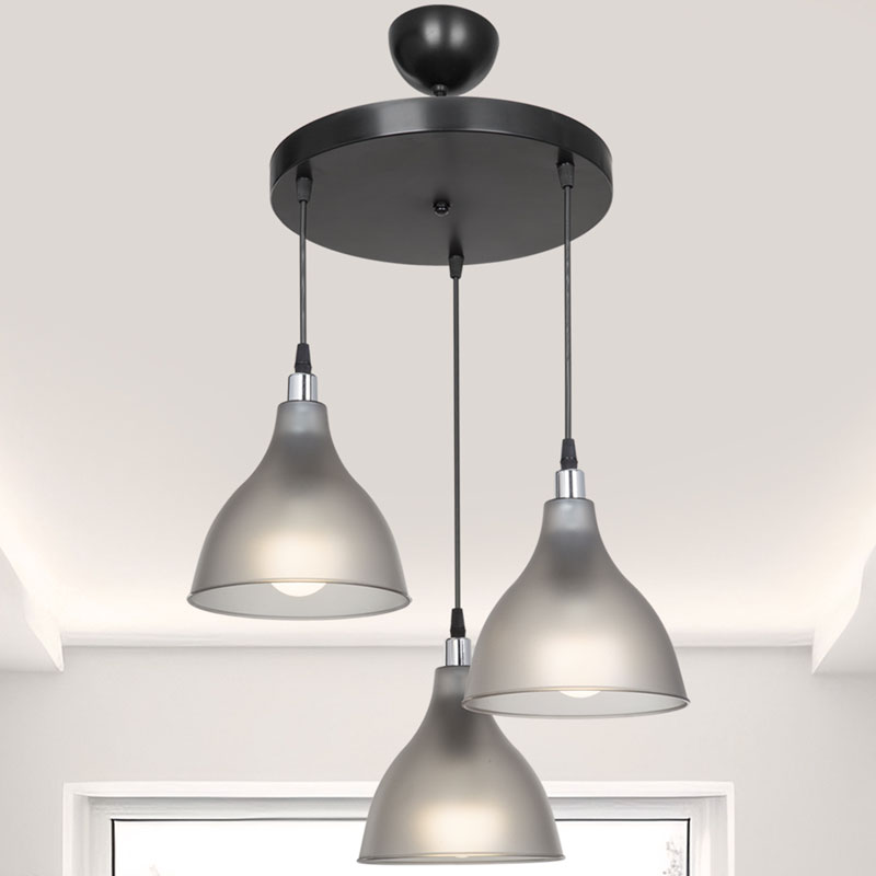 Llamba tavani me 3 drita Orazio pakoworld E27 gri e errët-e zezë D40x80cm