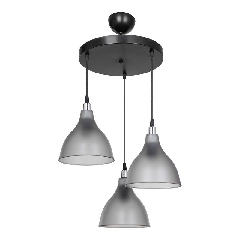 Llamba tavani me 3 drita Orazio pakoworld E27 gri e errët-e zezë D40x80cm