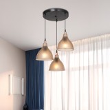 Llambë tavani me 3 drita Orazio pakoworld E27 qelibar-e zezë D40x80cm