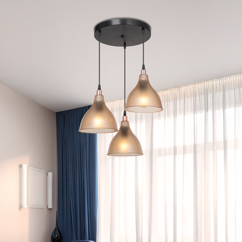 Llambë tavani me 3 drita Orazio pakoworld E27 qelibar-e zezë D40x80cm