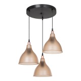 Llambë tavani me 3 drita Orazio pakoworld E27 qelibar-e zezë D40x80cm