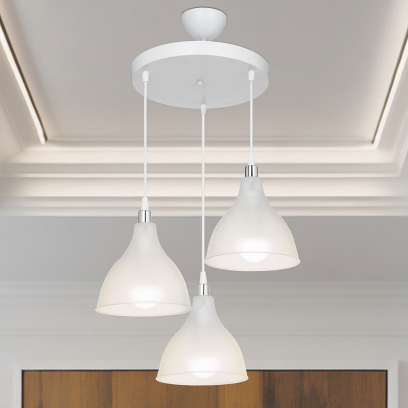 Llambë tavani me 3 drita Orazio pakoworld E27 e qartë-e bardhë D40x80cm