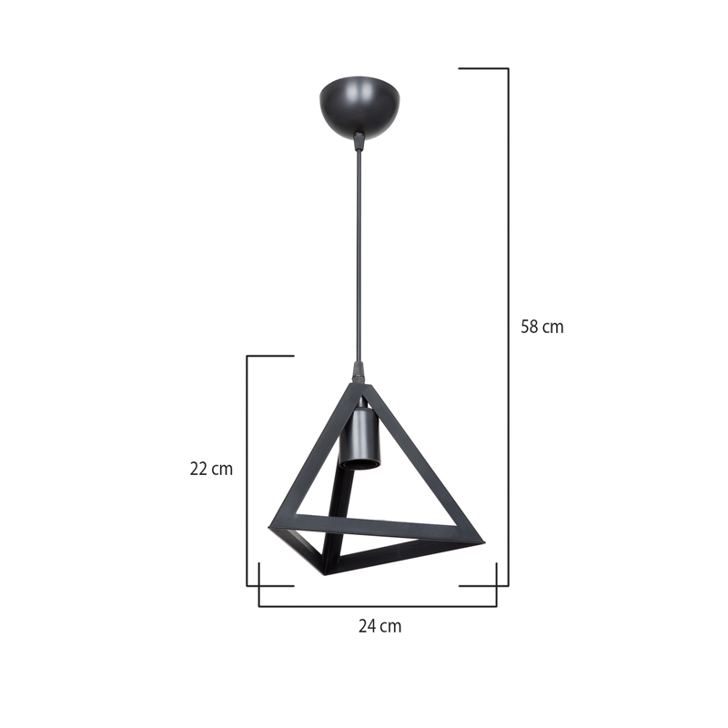 Ndriçues i vetëm Lesly pakoworld llambë tavani pp në nuancë të zezë D24x22cm
