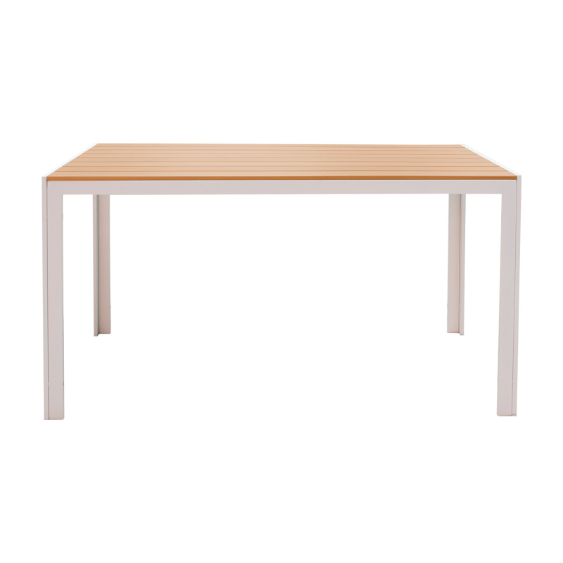 Tavolinë Nares pakoworld alumini i bardhë-kompensatë natyrale 140x80x72.5cm