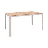 Tavolinë Nares pakoworld alumini i bardhë-kompensatë natyrale 140x80x72.5cm