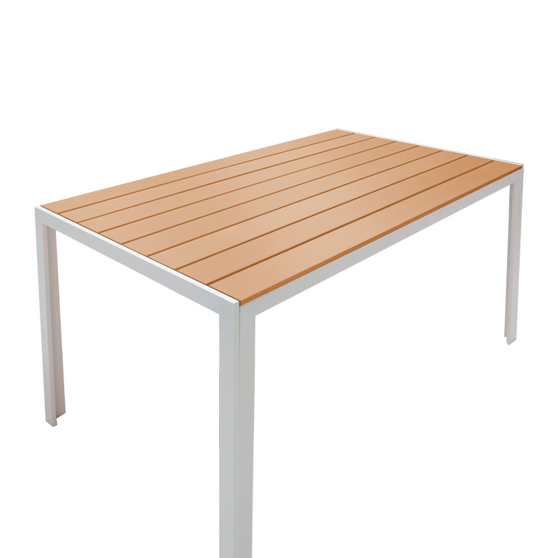 Tavolinë Nares pakoworld alumini i bardhë-kompensatë natyrale 140x80x72.5cm