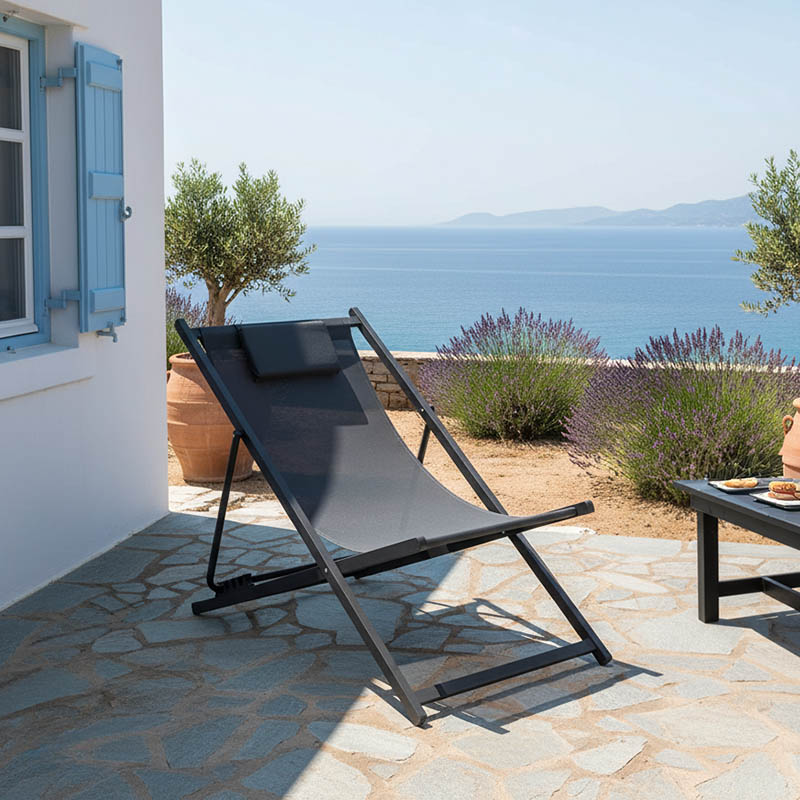 Chaise longue profesionale Corte pakoworld ah alumini tekstil antracit