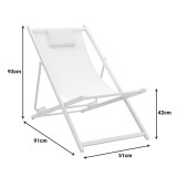 Chaise longue profesionale Corte pakoworld dru ahu alumini pëlhurë tekstil i bardhë-bezhe