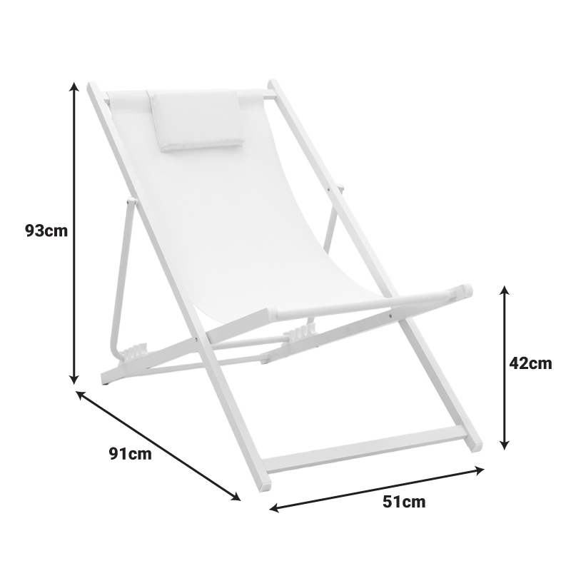 Chaise longue profesionale Corte pakoworld dru ahu alumini pëlhurë tekstil i bardhë-bezhe