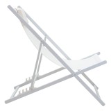 Chaise longue profesionale Corte pakoworld dru ahu alumini pëlhurë tekstil i bardhë-bezhe