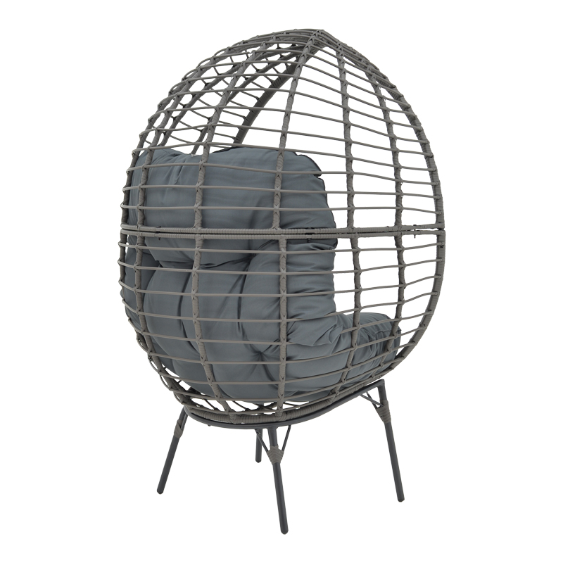 Fotel Nestie pakoworld thurje rreth gri-këmbë metalike gri-jastëk gri 102x80x155cm