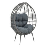 Fotel Nestie pakoworld thurje rreth gri-këmbë metalike gri-jastëk gri 102x80x155cm
