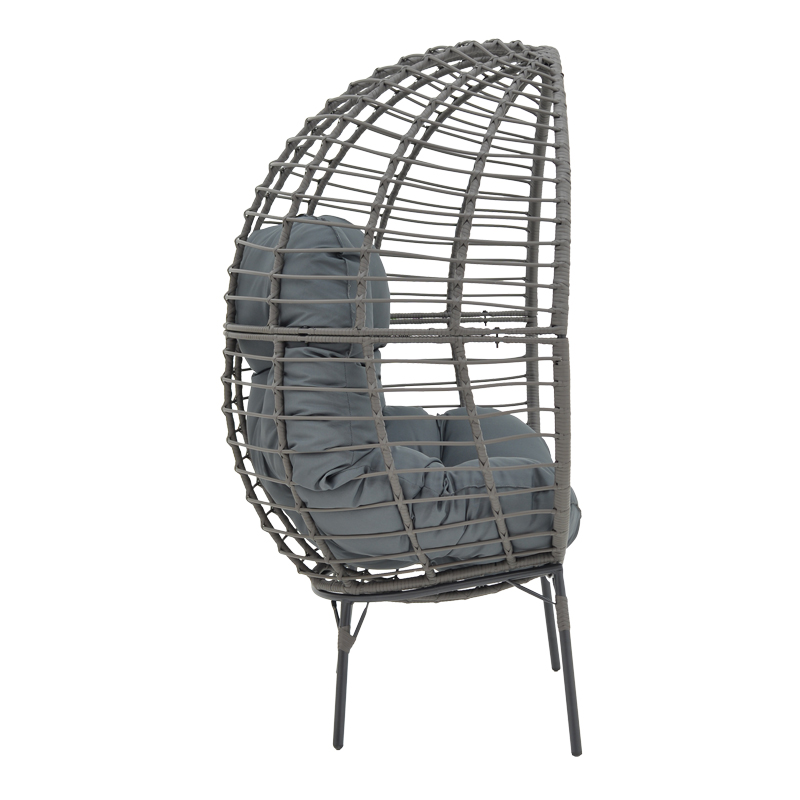 Fotel Nestie pakoworld thurje rreth gri-këmbë metalike gri-jastëk gri 102x80x155cm