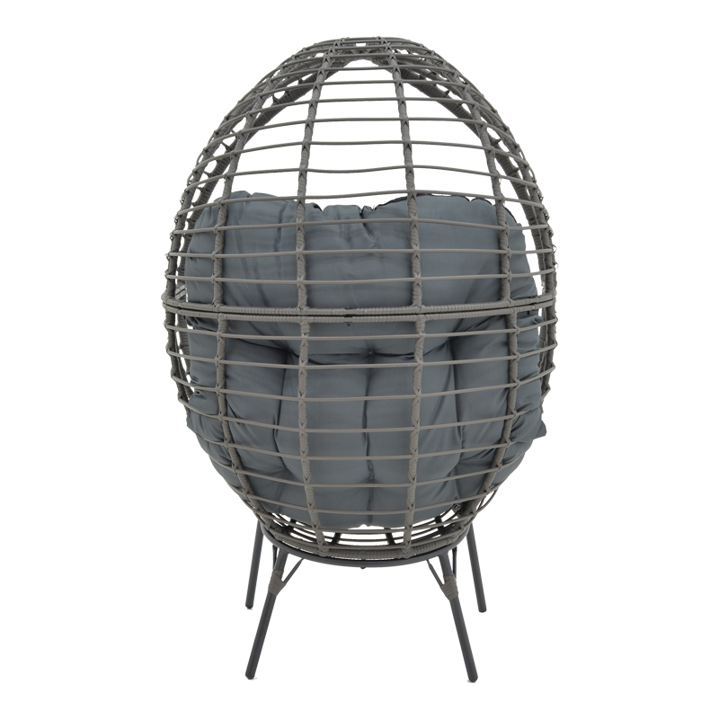 Fotel Nestie pakoworld thurje rreth gri-këmbë metalike gri-jastëk gri 102x80x155cm