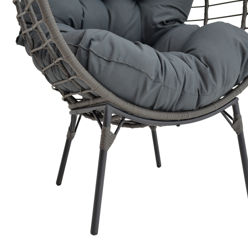 Fotel Nestie pakoworld thurje rreth gri-këmbë metalike gri-jastëk gri 102x80x155cm
