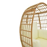 Fotel Frox pakoworld thurje rattan natyral-metal këmbë natyrale-të zeza-jastëk bezhë 96x76x145cm