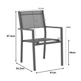 Karrige e palosshme Moly pakoworld alumin-textilene antracit 61x56.5x87.5cm