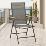 Fotel Candor pakoworld metal antracit dhe textilene gri 51.5x63.5x107cm