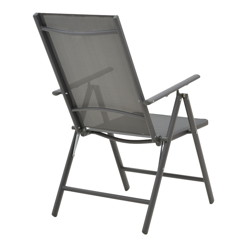 Fotel Candor pakoworld metal antracit dhe textilene gri 51.5x63.5x107cm