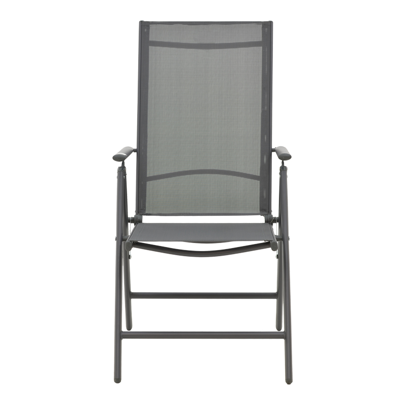 Fotel Candor pakoworld metal antracit dhe textilene gri 51.5x63.5x107cm