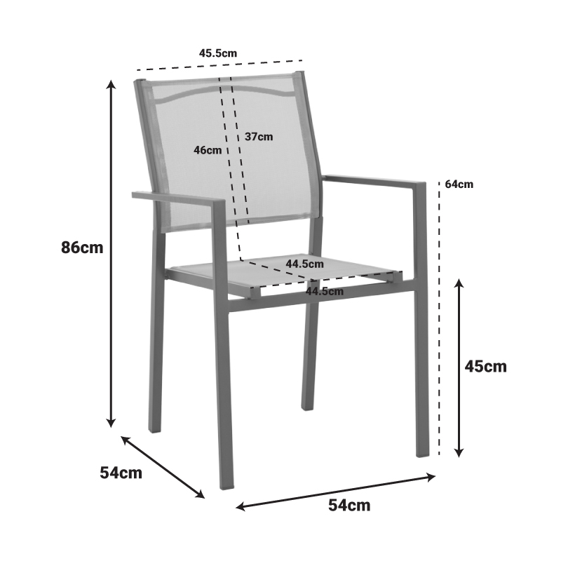 Fotel Confidence pakoworld metal i zi dhe tekstilen i zi 54x54x86cm