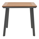 Tavolinë Synergy pakoworld alumini antracit-kompensatë natyrale 80x80x74cm