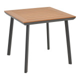 Tavolinë Synergy pakoworld alumini antracit-kompensatë natyrale 80x80x74cm