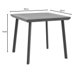 Tavolinë Synergy pakoworld alumini antracit-kompensatë natyrale 80x80x74cm