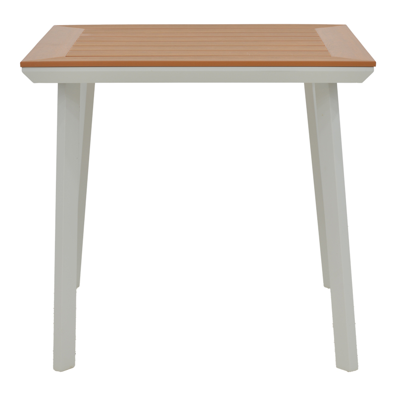 Tavolinë Synergy pakoworld alumin i bardhë-kompensatë natyrale 80x80x74cm