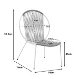 Karrige Dapper pakoworld metal e bardhë-pe natyrale 64.5x71x92.5cm