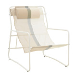 Karrige Chaise longue Faisty pakoworld metalike e bardhë-textline gri-bezhe-jastëk 65x83x86cm