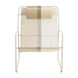 Karrige Chaise longue Faisty pakoworld metalike e bardhë-textline gri-bezhe-jastëk 65x83x86cm