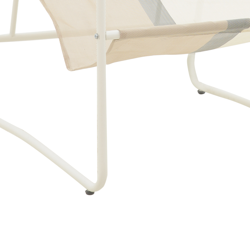 Karrige Chaise longue Faisty pakoworld metalike e bardhë-textline gri-bezhe-jastëk 65x83x86cm