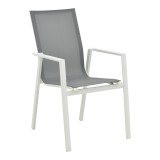 Fotel kopshti Dashiell pakoworld metal i bardhë textilene gri e çelur 57x71x93cm