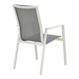 Fotel kopshti Dashiell pakoworld metal i bardhë textilene gri e çelur 57x71x93cm