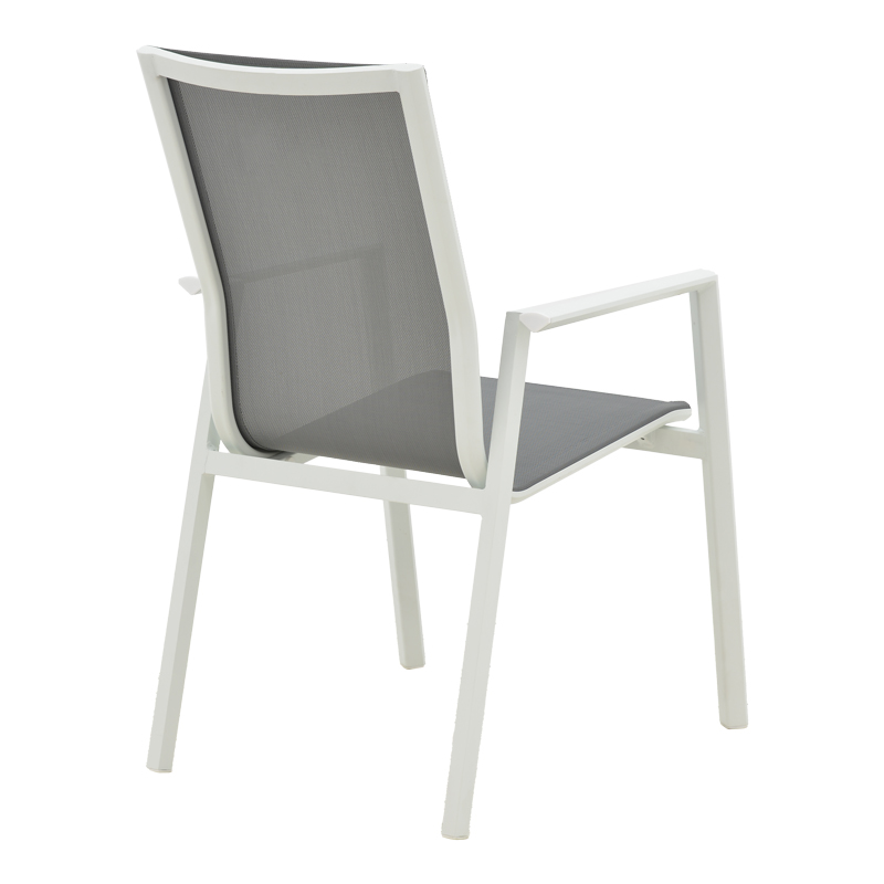 Fotel kopshti Dashiell pakoworld metal i bardhë textilene gri e çelur 57x71x93cm