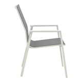 Fotel kopshti Dashiell pakoworld metal i bardhë textilene gri e çelur 57x71x93cm