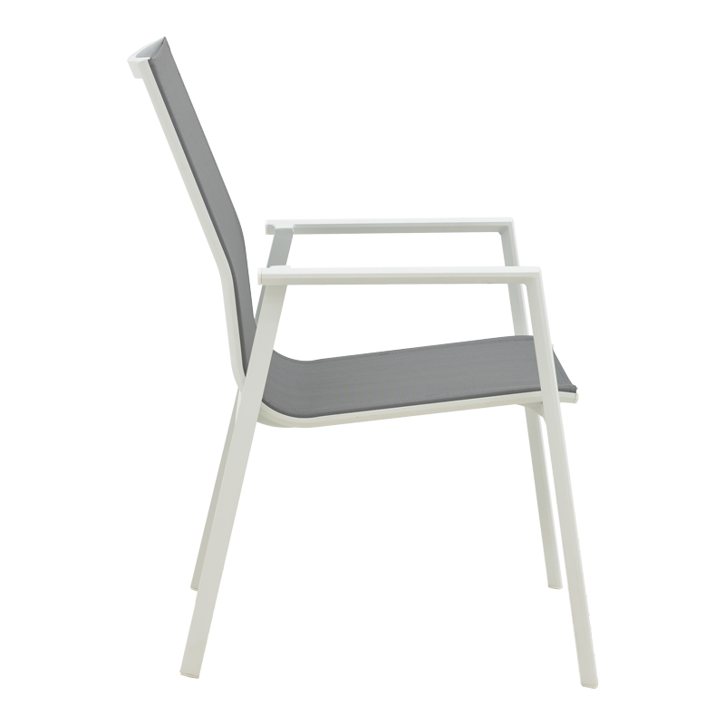Fotel kopshti Dashiell pakoworld metal i bardhë textilene gri e çelur 57x71x93cm
