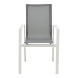 Fotel kopshti Dashiell pakoworld metal i bardhë textilene gri e çelur 57x71x93cm